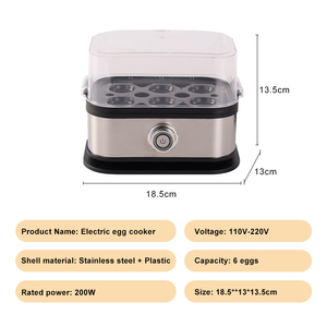 Cuiseur à œufs électrique automatique 110V-220V 200W en acier inoxydable et plastique <span class=keywords><strong>pour</strong></span> 6 œufs, usage domestique - Product Image 6