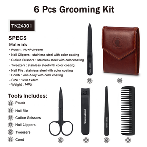 Gran oferta, bolsa <span class=keywords><strong>de</strong></span> cuero portátil, juego <span class=keywords><strong>de</strong></span> manicura, kit <span class=keywords><strong>de</strong></span> aseo <span class=keywords><strong>de</strong></span> manicura <span class=keywords><strong>de</strong></span> viaje con peine, cortaúñas, tijeras para cutículas, <span class=keywords><strong>pinzas</strong></span> - Product Image 6