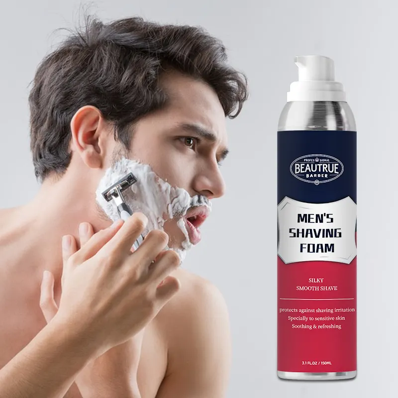 Mousse de rasage OEM/ODM, soins de la barbe, vente en gros, marque privée, soins pour hommes, crème de rasage, mousse de rasage