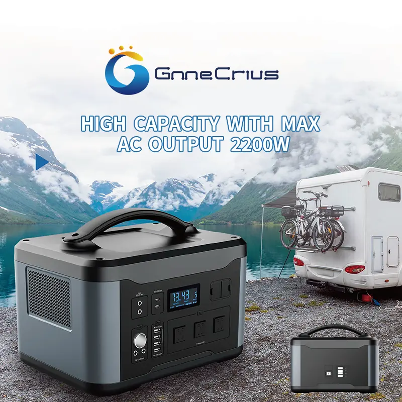 GnneCrius 1000W 휴대용 발전소 RV 캠핑 자가 운전 투어 대형 휴대용 태양 전지 패널 시스템
