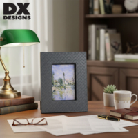Cadre photo en cuir tissé gris DX Designs 4x6 5x7 8x10 pouces, cadre photo minimaliste pour bureau et salle de conférence