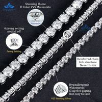 Kalung Rantai Tennis Berlian Moissanite Klasik 2/3/4mm, Perhiasan Emas Grosir Perak Sterling 925 Bertabur Kristal