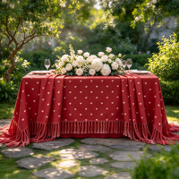 Nappe en coton et lin à imprimé cœurs romantiques, couverture de table multicolore pour mariage en plein air, décoration de table de restaurant