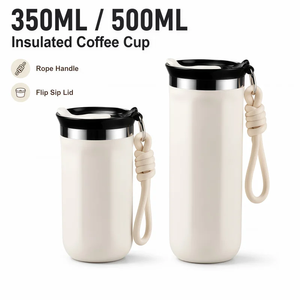 Vaso Térmico de Acero Inoxidable de 350 ml/500 ml con Tapa y Asa de Cuerda, Taza de Viaje Portátil para Auto y Oficina - Product Image 2