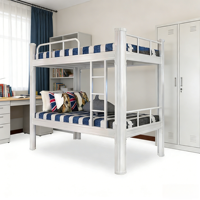 Lit superposé double en acier pour écoles et hôtels, pliable, montage facile, design silencieux, mobilier métallique avec échelle pour chambres