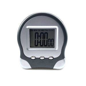 Electronic Clock Oval Shape Alarm With Day Date Display Gray Desk Table Clock - Product Image 4