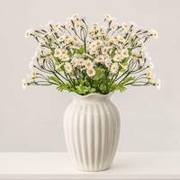 Vase à fleurs en céramique minimaliste de style européen Roses hydroponiques fraîches/séchées Arrangement de roses blanches Simple décoratif ornemental