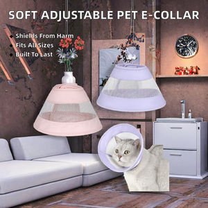 बिल्लियों/कुत्तों/पालतू जानवरों के लिए समायोज्य नरम सुरक्षात्मक वसूली एलिज़ाबेस्थान ई-कॉलर पीसी + डेक्रोन सामग्री टिकाऊ ठोस पैटर्न - Product Image 4