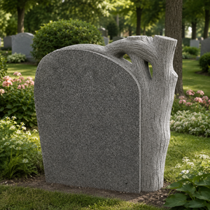 Stèle funéraire en granit gris de Chine avec sculpture de rose, style européen traditionnel pour cimetière - Product Image 3