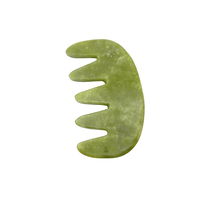 Peigne Gua Sha en pierre naturelle de Jade, vert foncé, outil de Massage, en forme de lune, pour élimination des cheveux, sans boîte