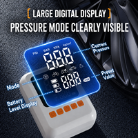 Mini compresseur d'air portable autonome en ABS pour pneus de voiture, avec affichage numérique, chargement USB, jauge de pression des pneus, pompe à air manuelle