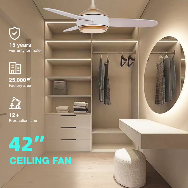 Home Decoration 3 PC Blades 42 Inch Smart Control Living Room Comfortable Wind Led Ceiling Fan with Light