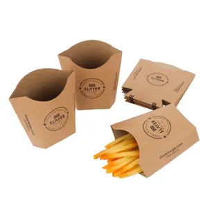 صندوق بطاطس مقلية قابل للتخصيص بشعار للاستعمال مرة واحدة من الدرجة الغذائية صندوق بطاطس مقلية قابل للطي
