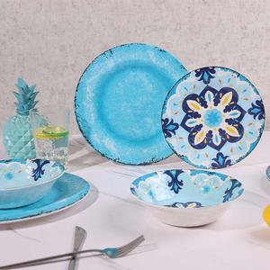 Table décorative <span class=keywords><strong>de</strong></span> nouveau Design 12 pièces bleu jaune sans BPA 11 pouces 100% mélamine pour 4 <span class=keywords><strong>personnes</strong></span> - Product Image 2