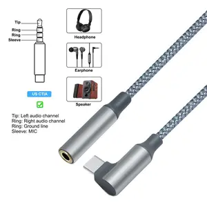 90 Độ Loại C Nam USB C Để 3.5Mm Aux Headphone Nữ Jack Âm Thanh Adapter Cable Cho Máy Tính Xách Tay Điện Thoại Máy Tính Bảng
