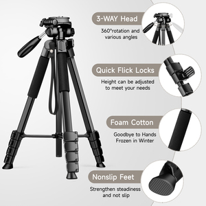 <span class=keywords><strong>Trépied</strong></span> Vidéo Léger Professionnel et <span class=keywords><strong>Flexible</strong></span> en Aluminium pour Appareil Photo, avec Niveau à Bulle et Verrouillage Rapide, pour Réflex Numérique et <span class=keywords><strong>Téléphone</strong></span> Portable - Product Image 6