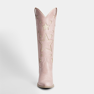 WETKISS <span class=keywords><strong>Botas</strong></span> Vaqueras de Verano para <span class=keywords><strong>Mujer</strong></span>, Color Rosa, con Punta en Pico, Diseño de Estrellas, Tacón Medio Grueso, <span class=keywords><strong>Botas</strong></span> Largas de Vaquera - Product Image 3