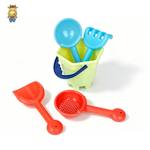 Ensemble de seaux de plage pour enfants 5 pièces, mini seaux en plastique, pelle, râteau, tamis, jouet de plage d'été pour l'extérieur, cadeau de fête, vente en gros - Product Image 1