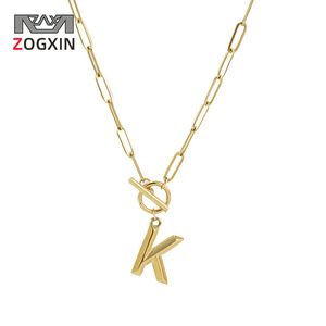 Zogxin Letter Necklace Stainless Steel 18K Gold Plated Clavicle Chain Pendant Jewelry European Style Women's Fashion Accessory - Product Image 1