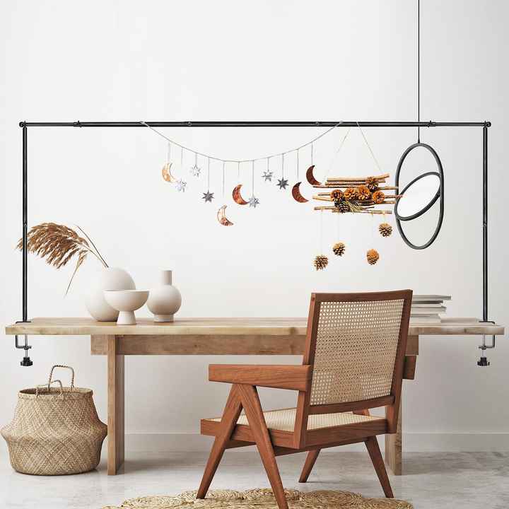 QCBF Arche De Table Réglable En Métal Blanc Avec Pinces De Serrage Pour Mariage, Fête D'anniversaire, Anniversaire De Mariage, Noël, 88,9 à 119,4 Cm De Haut, 119,4 à 208,3 Cm De Long