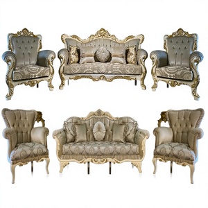 Luxury Living Room Furniture <b>Sofa</b> Set Elegant White <b>Gold</b> Finish Living Room <b>Sofa</b> Set Premium 5 Seater <b>Sofa</b> Set At Factory Price - Product Image 1