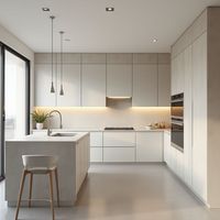 Aisdecor Îlot de cuisine de luxe minimaliste prêt à assembler Armoires de cuisine modernes blanches modulaires