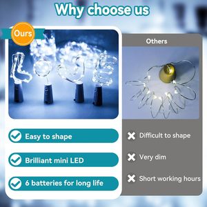 Kolpop - <span class=keywords><strong>Luces</strong></span> Decorativas para Botellas de Vino, 20 LED, Mini <span class=keywords><strong>Luces</strong></span> de Hadas para Interiores, 18 Unidades, Funciona con <span class=keywords><strong>Pilas</strong></span>, Plástico, IP44, Iluminación Navideña - Product Image 4