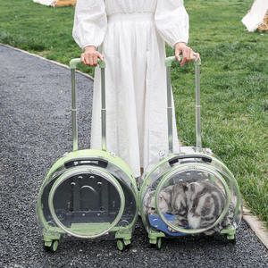 Transparent Plastic Pet Dog <b>Cat</b> <b>Backpack</b> Wheels Breathable Trolley Travel Box Airline Approved Fashion <b>Cat</b> Transport Carrier - Product Image 1