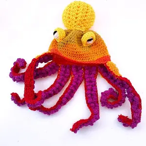 2024 chaud hiver en gros tresse Halloween Pinstripe Wacky pieuvre coloré tricoté haute qualité Protection des oreilles chaud chapeau bonnets