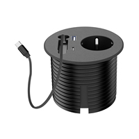 ETL pour prise USB ronde certifiée Bureau caché Extension de câble de charge rétractable Prise de sortie US/UK/EU pour industriel