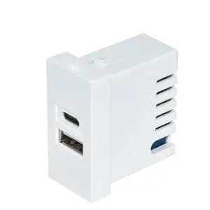 22.5*45mm USB receptacle outlet Dual ports USB-A+C wall mounted socket 5V 2.1A XJY-USB-A61-A/C