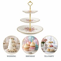 Support à gâteaux à 3 niveaux pour fêtes, mariages, anniversaires, présentoir à cupcakes, plateau de service à étages
