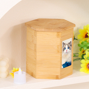 Urna <span class=keywords><strong>de</strong></span> Bambú para Mascotas con Marco para Foto, <span class=keywords><strong>Caja</strong></span> Conmemorativa Ecológica y Biodegradable para Cenizas <span class=keywords><strong>de</strong></span> Perros y Gatos, Artículos Funerarios - Product Image 2