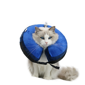 PVC Inflatable Collar For Pets Cat Dog Anti <b>Bite</b> Grooming Anti Licking Blue Grey Summer Use - Product Image 1