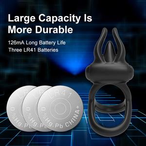 Anello in Silicone per uomo vibratore con orecchie da coniglio giocattoli per adulti per il ritardo dell'eiaculazione delle coppie anello vibrante del sesso - Product Image 4
