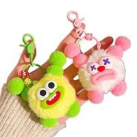Porte-clés Soododo amusant, mignon et super doux en coton PP, forme 3D, boule de poils monstre, bouche en saucisse, gaufré, léger et durable