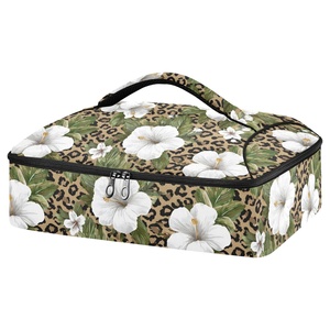Sac isotherme personnalisé hawaïen en aluminium avec motif de fleur de Hau blanche, sac isotherme pour transporter des pizzas et des casseroles, livraison incluse - Product Image 1