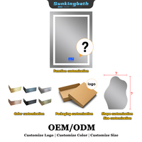 Miroir de salle de bain LED en verre trempé, miroir intelligent Bluetooth avec lumière, anti-buée, étanche IP44, à intensité variable pour la décoration de la salle de bain
