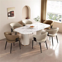 Chaise de salle à manger moderne en cuir PU avec pieds en métal-Mobilier de bureau et de salle à manger confortable, imperméable et écologique