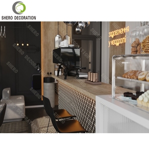 Gabinetes de exhibición de cafetería modernos, vitrina de exhibición de panadería de vidrio al por menor para alimentos, mostradores de cafetería de madera duraderos - Product Image 3