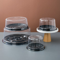 Boîtes à pâtisserie noires de 3/4/6/8/9/10/11/14 pouces, contenants ronds pour mousse au chocolat, cheesecake, boîte à gâteau en plastique transparente épaisse pour anniversaire