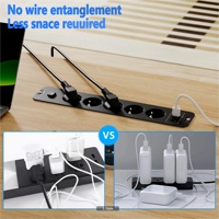 Multiprise EU 5 voies avec 4 ports USB, 2 USB-C PD 20W, 2 ports USB-A QC 3.0, prises Schuko, montage mural, noir