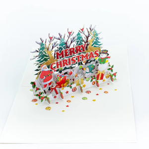 การ์ดอวยพรป๊อปอัพ3D งานฝีมือสำหรับวันคริสต์มาสกระดาษตัดด้วยเลเซอร์งานหัตถกรรมบัตรของขวัญวันหยุดขายส่ง - Product Image 1