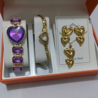 Lot de 5 montres-bracelets de luxe pour femmes en acier inoxydable avec strass et bijoux en forme de cœur, mouvement à quartz, Relogio Feminino