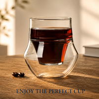 Sağlam Kompakt Çift Cidarlı Yalıtımlı Şeffaf Cam Espresso 120ml Termal Mutfak Ev Ofis Çay Yeniden Kullanılabilir Kahve Kupası