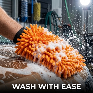 Gants <span class=keywords><strong>de</strong></span> <span class=keywords><strong>lavage</strong></span> <span class=keywords><strong>de</strong></span> voiture en microfibre <span class=keywords><strong>de</strong></span> qualité supérieure, personnalisés, en chenille, 18cm*25cm DuoLaFu - Product Image 4