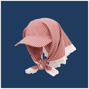 Pañuelo para la cabeza con lazo frontal para mujer, sombrero de sol de verano, pañuelo triangular a cuadros estilo campestre, gorra de béisbol, para viajes, playa, vacaciones, actividades al aire libre, para niña - Product Image 5