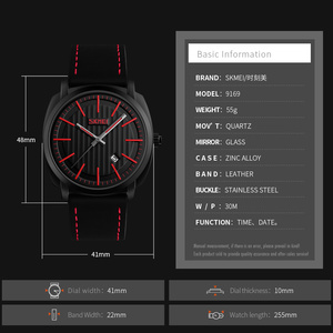 Montre à quartz analogique pour hommes, cadran rond noir, bracelet en cuir, affichage de la date, montre-bracelet décontractée à la mode, boîtier en alliage Zonc - Product Image 2