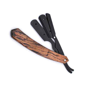 Top vente lame en acier inoxydable rasage rasoirs coupe droite gorge Salon barbier rasage rasoir avec manche en bois - Product Image 1