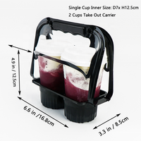 Plateau en plastique réutilisable et jetable avec porte-gobelets pour emporter des gobelets à café, plateau de transport en plastique avec poignée